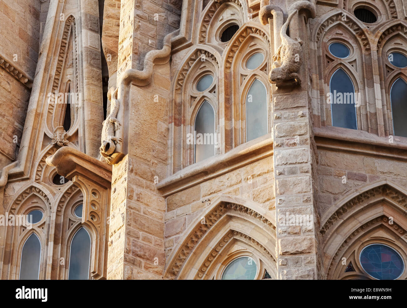 BARCELONA, SPAIN - AUGUST 26, 2014: La Sagrada Familia facade fragment. The cathedral designed by Antonio Gaudi Stock Photo