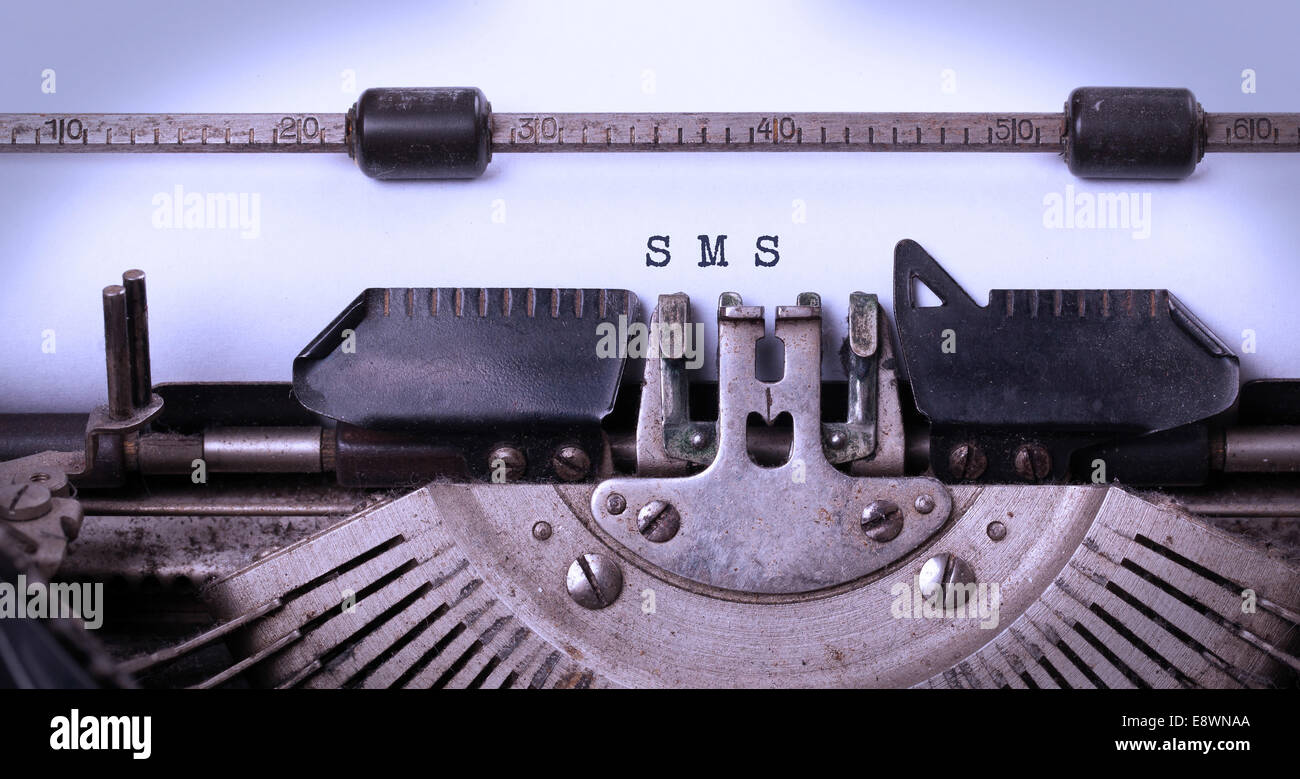 Vintage inscription made by old typewriter, sms Stock Photo