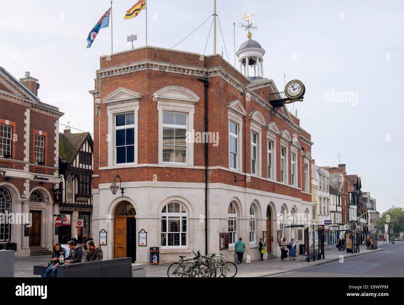 18th century Old Town Hall 1753 Grade II listed building in High Street, Maidstone, Kent, England, UK, Britain. Stock Photo