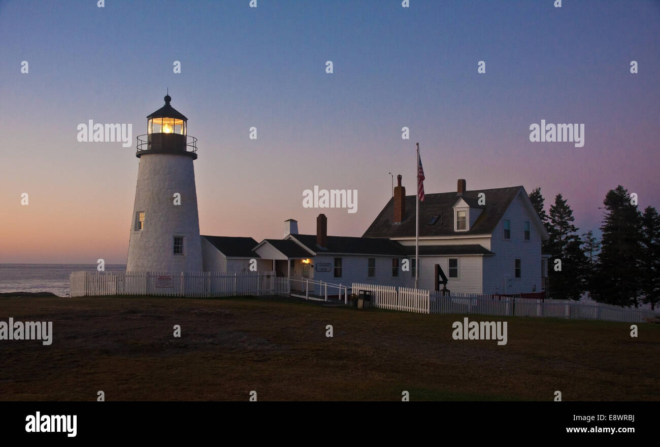 Pemaquid Point Light, Maine, at sunrise Stock Photo