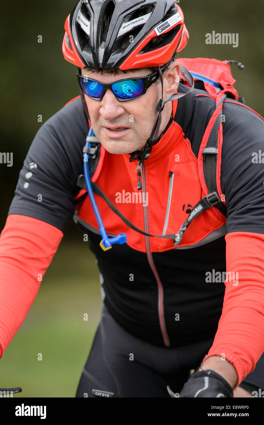 A cyclist photographed during the 'Wiggle New Forest 100 Sportive' held in the New Forest