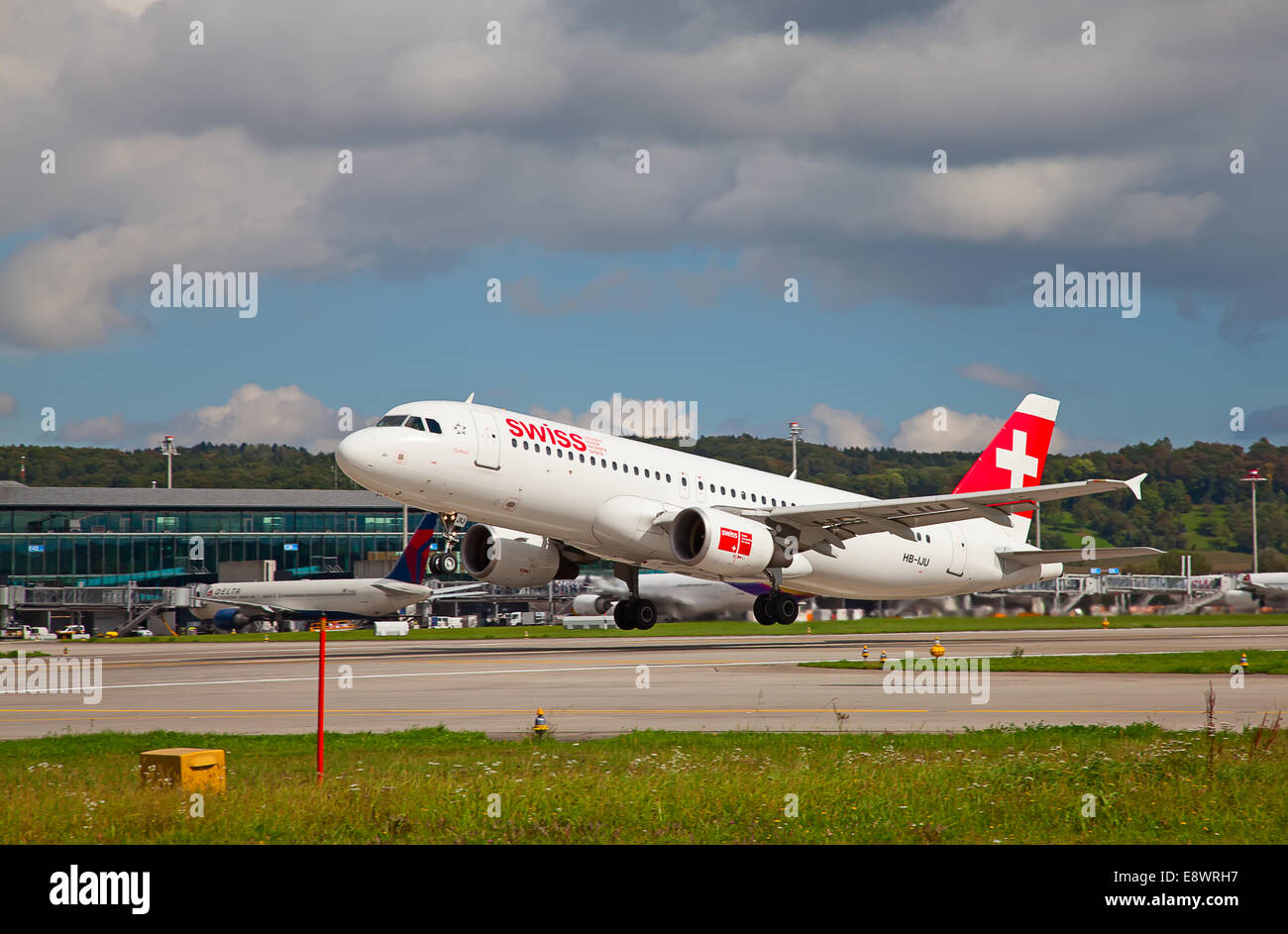 ZURICH - SEPTEMBER 21:Swiss airlines Airbus A330 taking off on September 21, 2014 in Zurich, Switzerland. Zurich International A Stock Photo