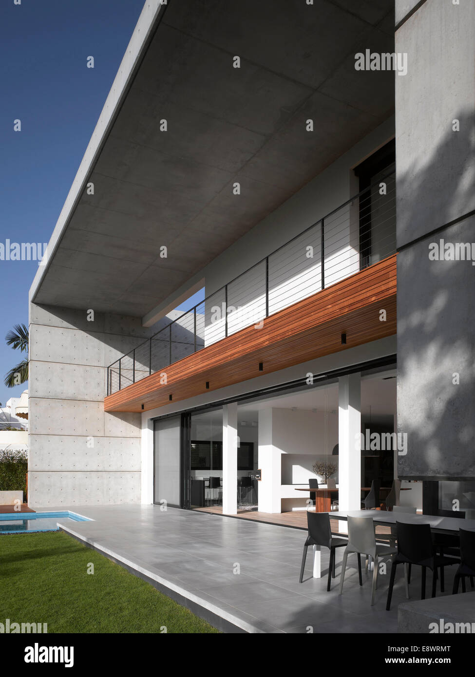 Double height balcony facade of D House, Israel, Middle East Stock