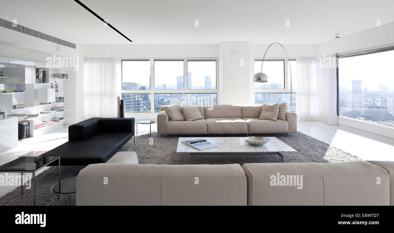 White Living Room Interior Of K House Israel Middle East