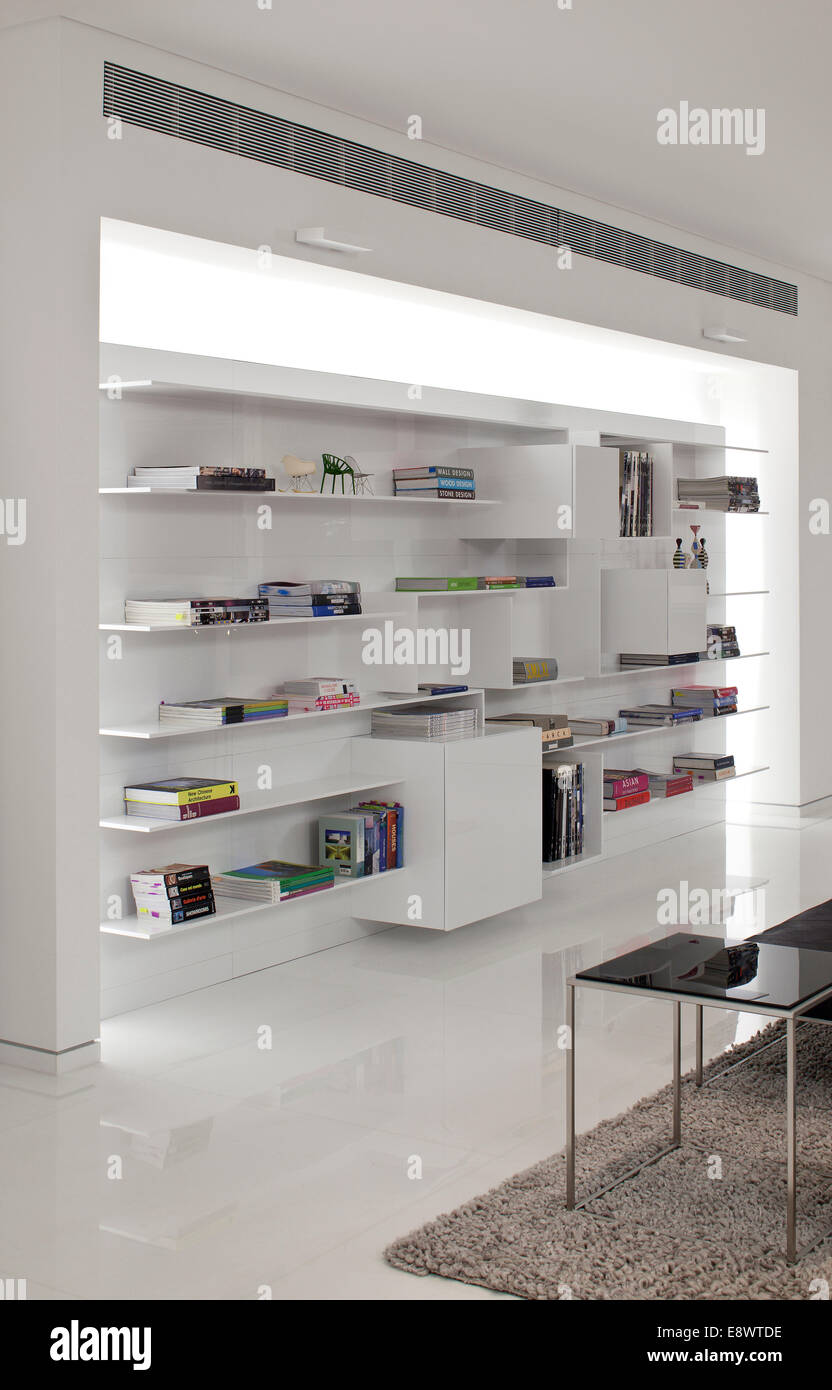 White bookcase in K House, Israel, Middle East Stock Photo Alamy