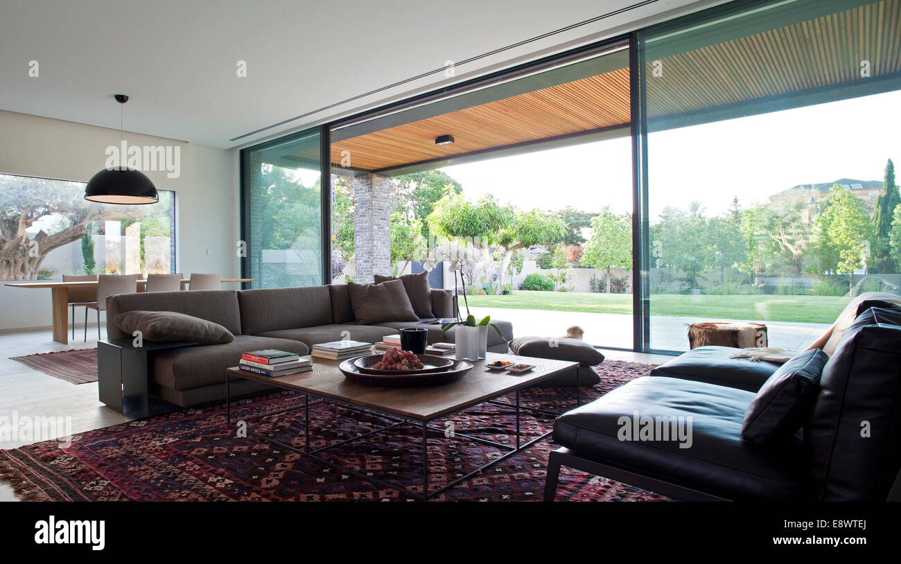 Living Room With Patterned Rug In L House Israel Middle