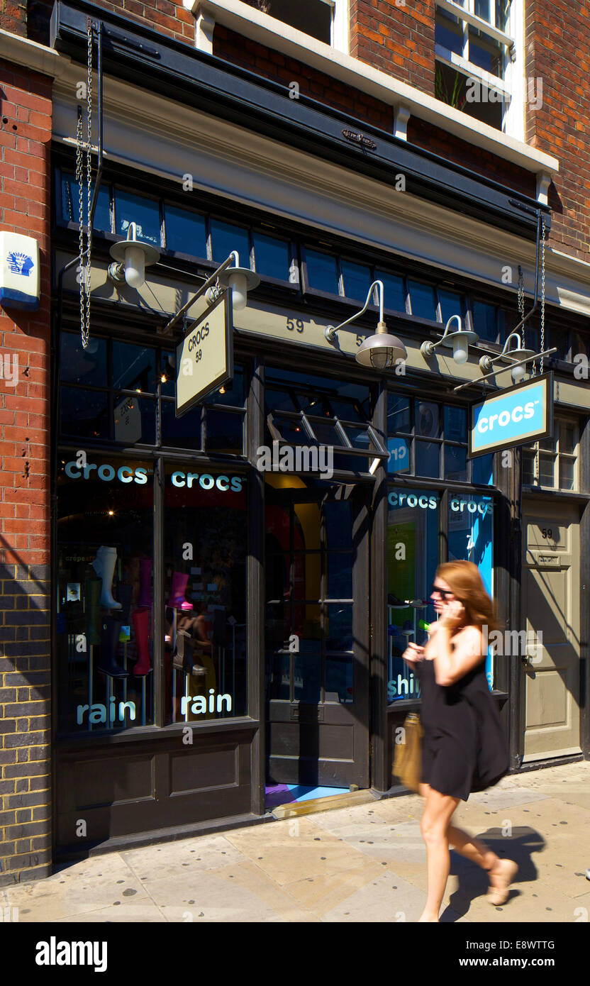 Crocs Spitalfields, London. Pop-up Crocs store in Spitalfields market, London, UK. Stock Photo