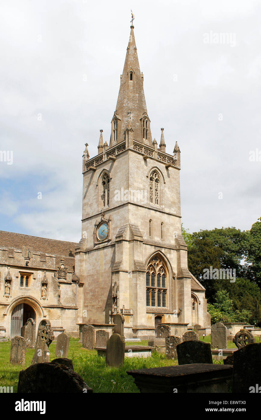 Church with spire in the Coppins, Corsham, Wiltshire, England, UK. Stock Photo