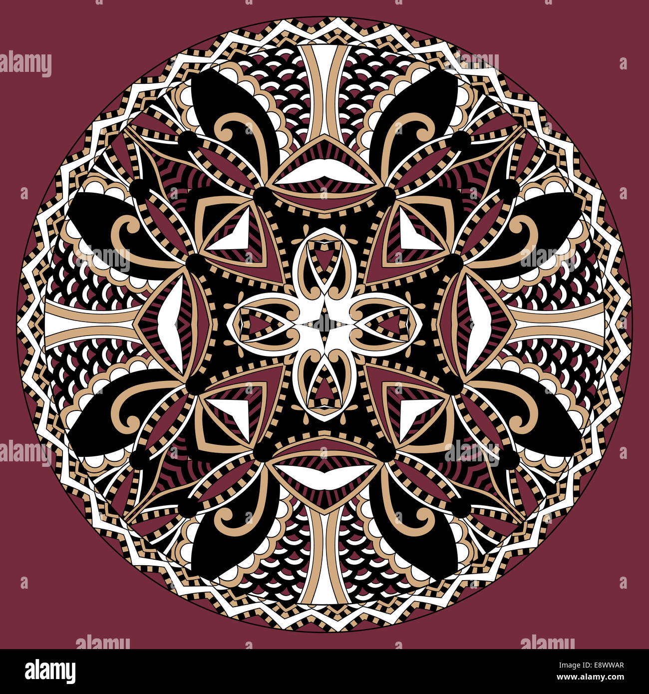 decorative design of circle dish template, round geometric patte Stock ...