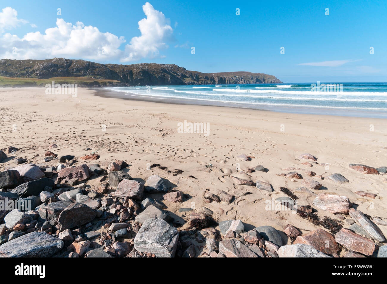 Cliffe Beach or Tràigh na Clibhe on the west coast of the Isle of Lewis in the Outer Hebrides. Stock Photo