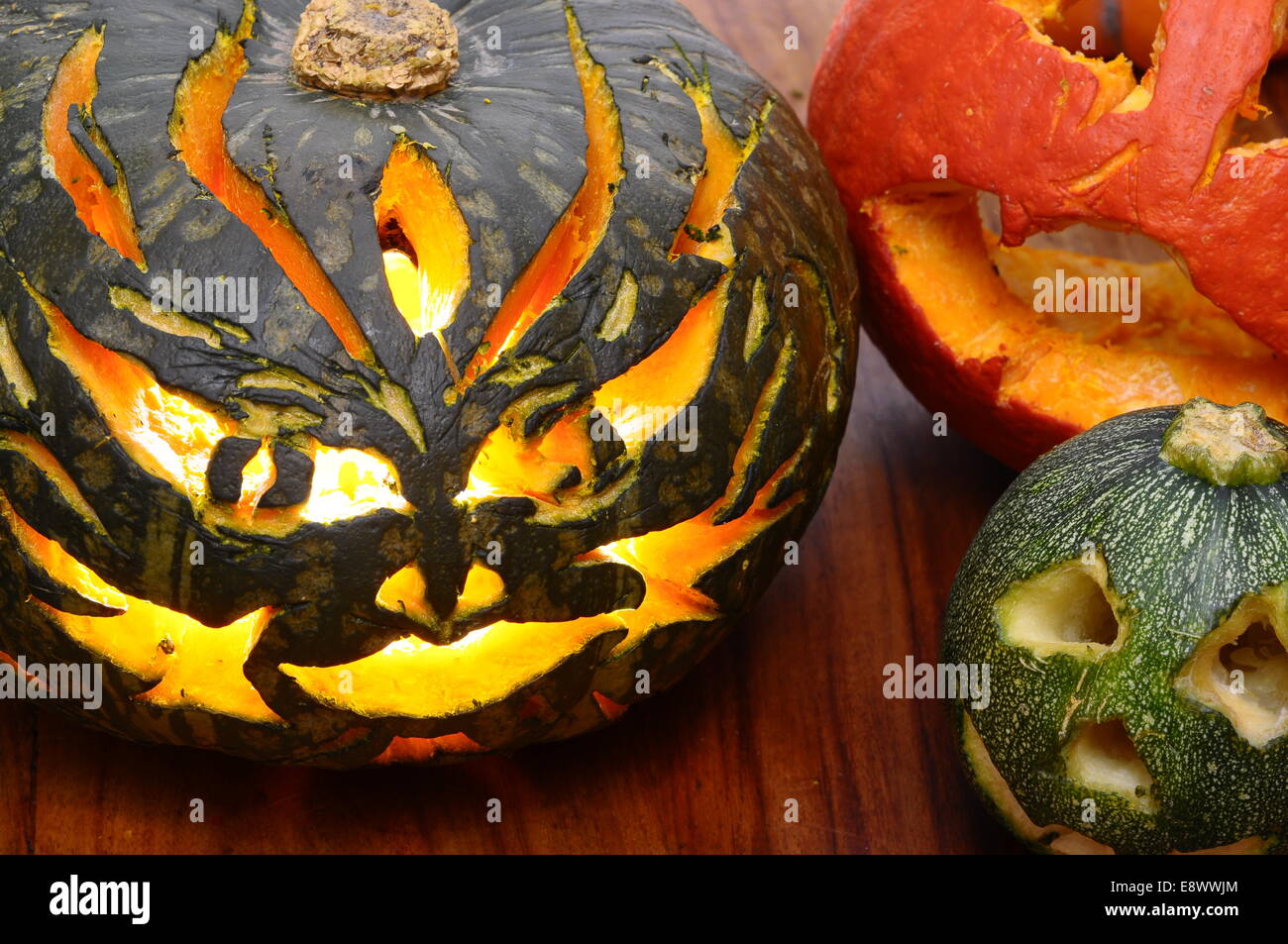 Scene of Halloween pumpkins for background Stock Photo - Alamy