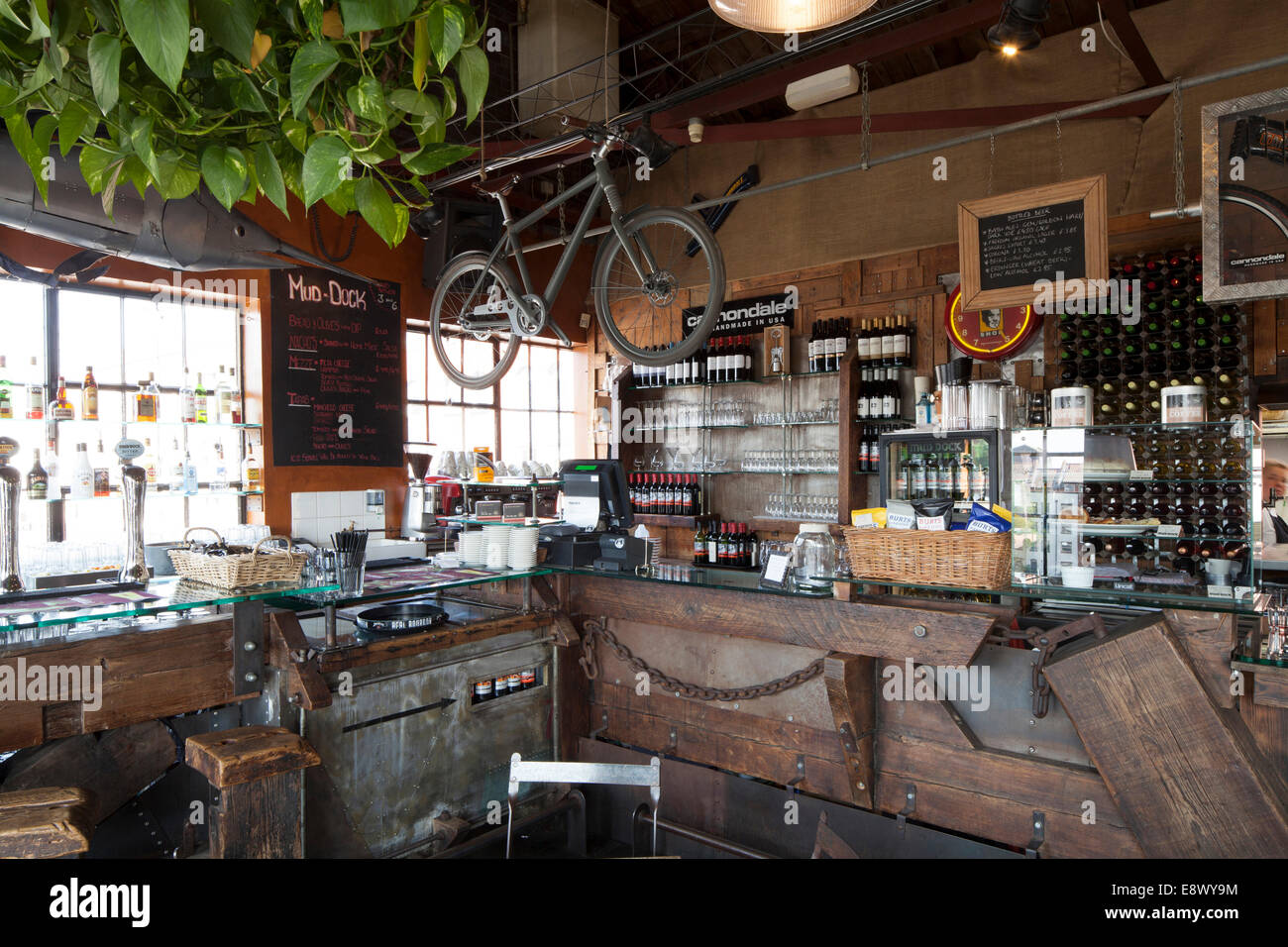 Interior of the Mud Dock Cafe Bar, Bristol, Avon Stock Photo