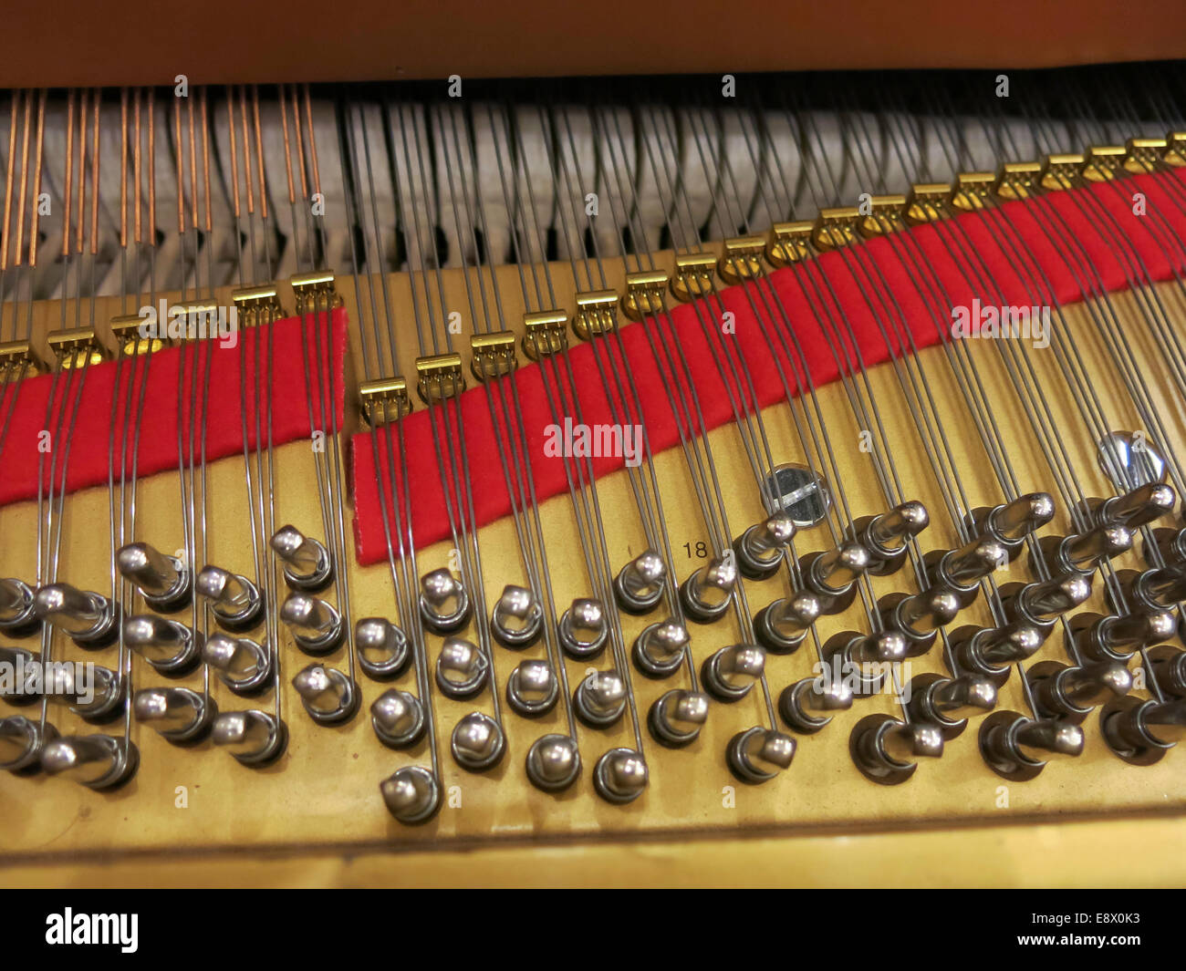 Piano Cast Iron Plate and Strings in Steinway and Sons Showroom, NYC, USA Stock Photo