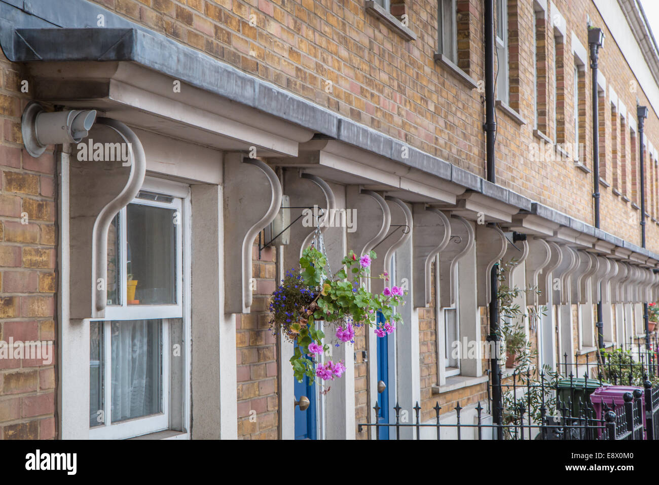 row of identical homes Stock Photo