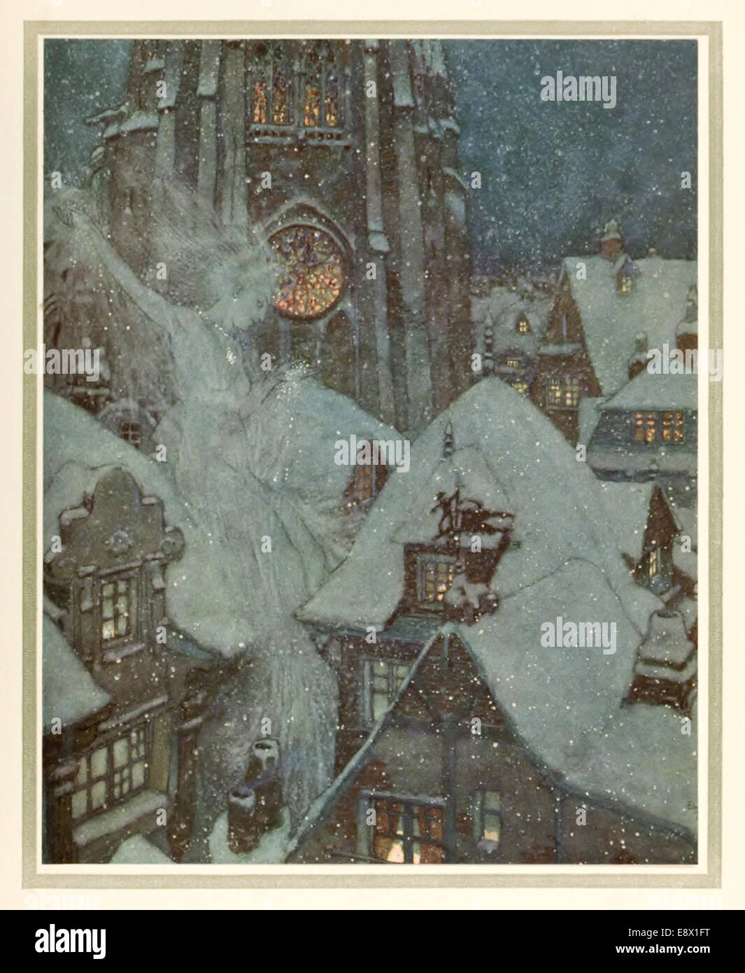 Snow Queen - Edmund Dulac (1882-1953) illustration from ‘Stories from Hans Andersen’. See description for more information. Stock Photo