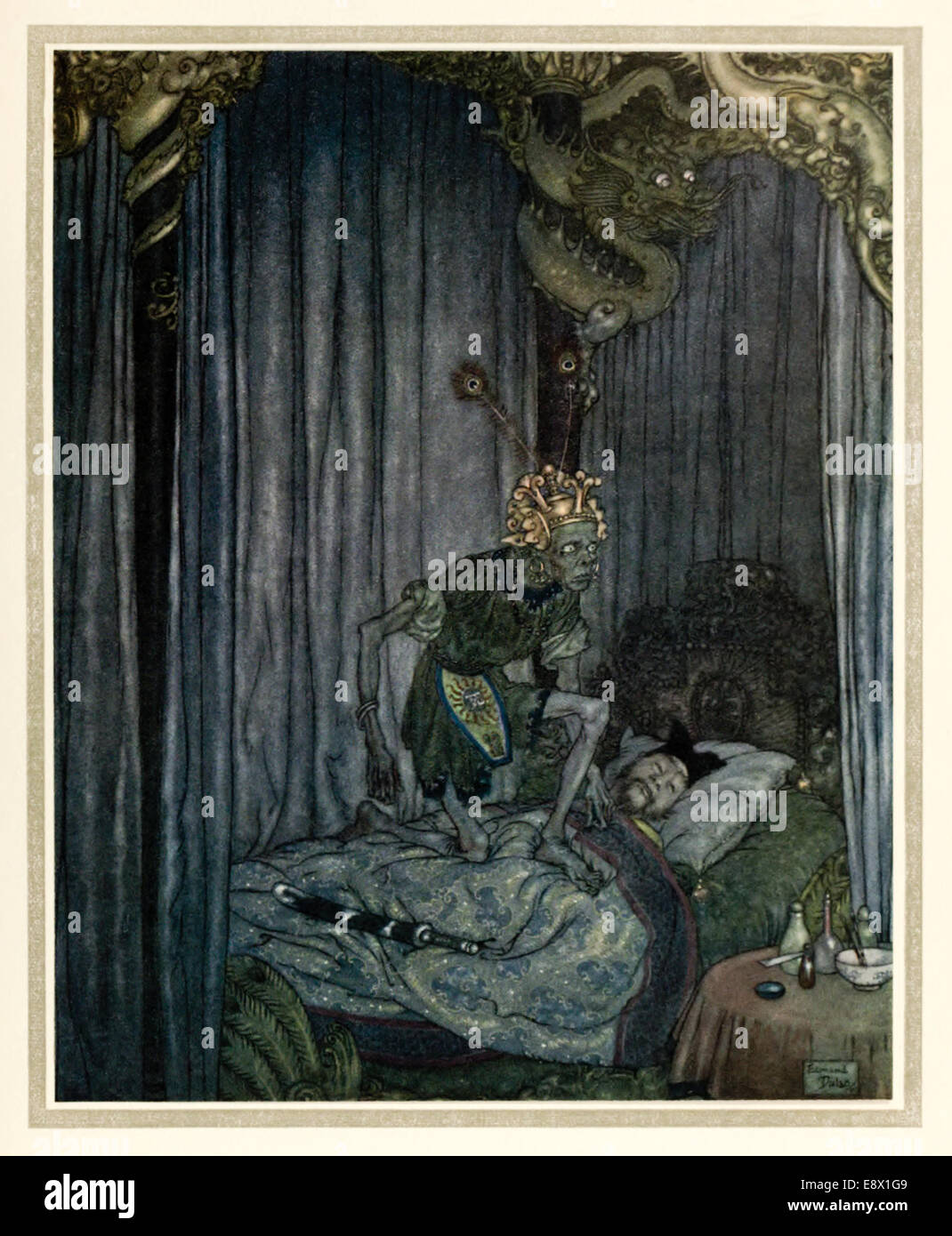 The Nightingale - Edmund Dulac (1882-1953) illustration from ‘Stories from Hans Andersen’. See description for more information. Stock Photo