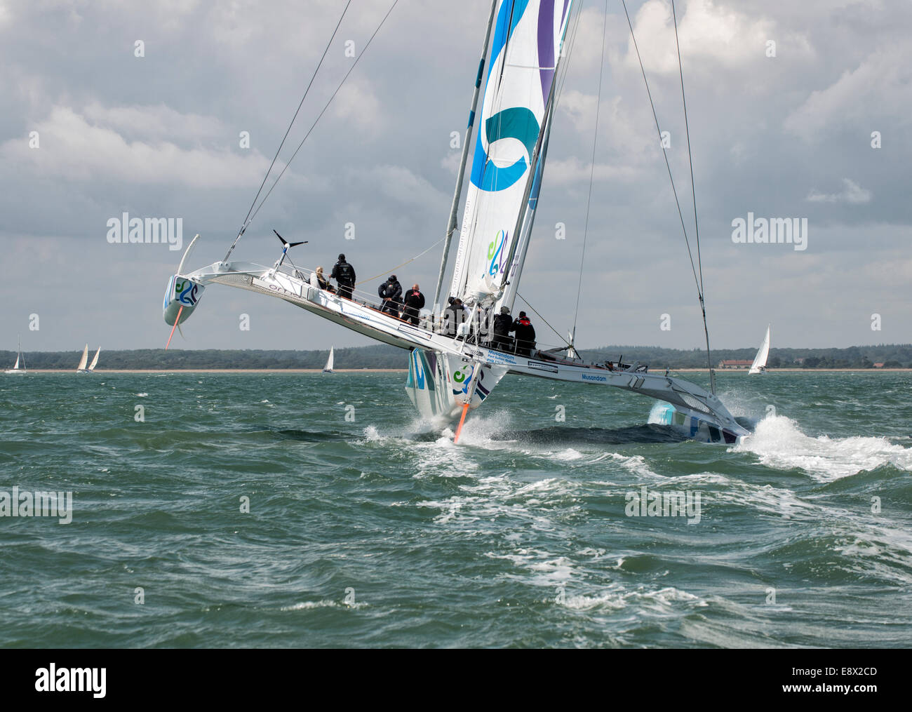 Oman Sail Trimaran Musandam sailing in the Solent during the Cowes Week
