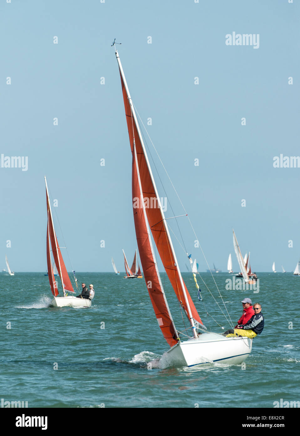 Dinghy Racing in the Solent during the Cowes Week Regatta Stock Photo