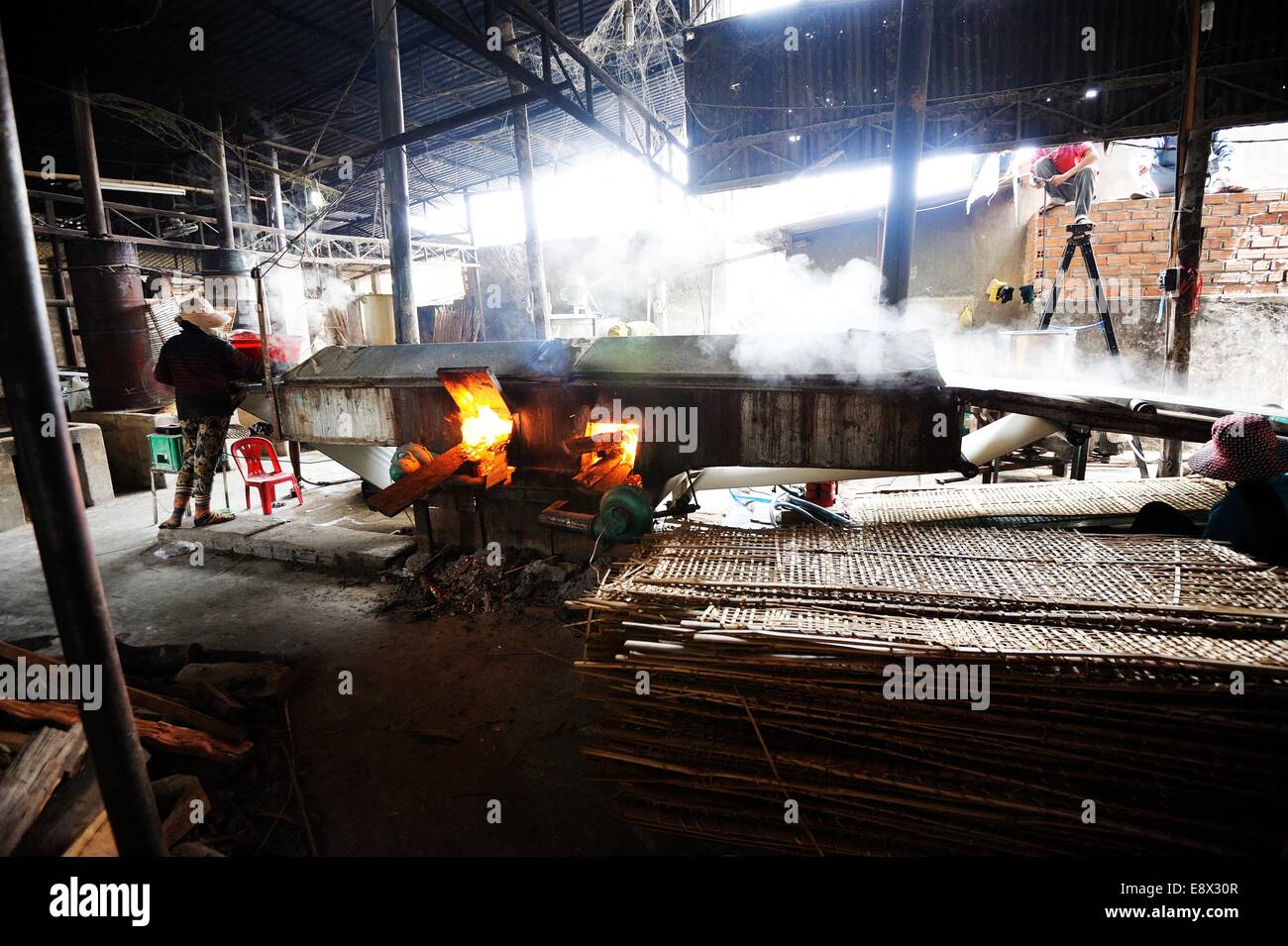 Rice Noddle Making, Vietnam Stock Photo
