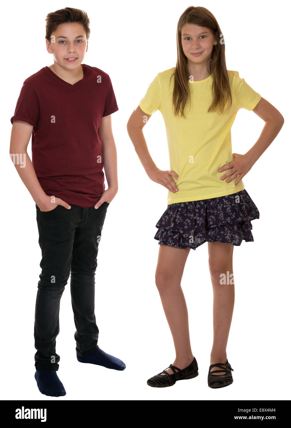 Children or young teenagers full body portrait isolated on a white background Stock Photo