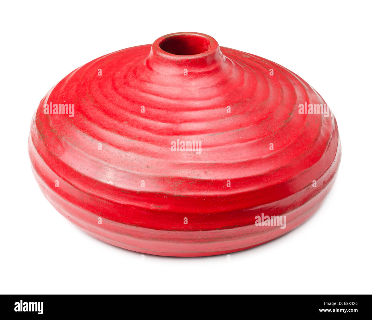 Red clay vase isolated on white background Stock Photo