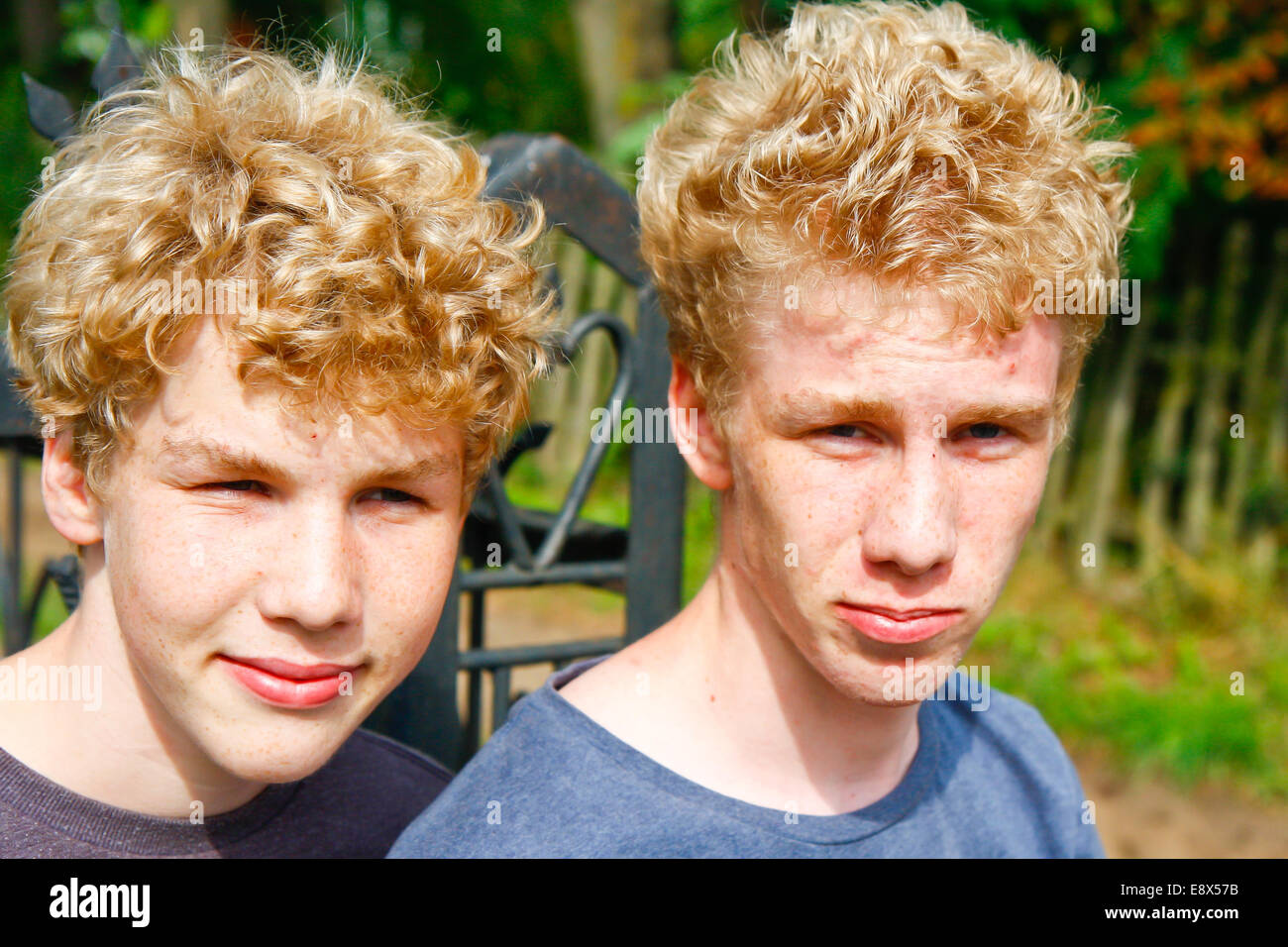 Brothers with blond hair during the summer trip Stock Photo Alamy