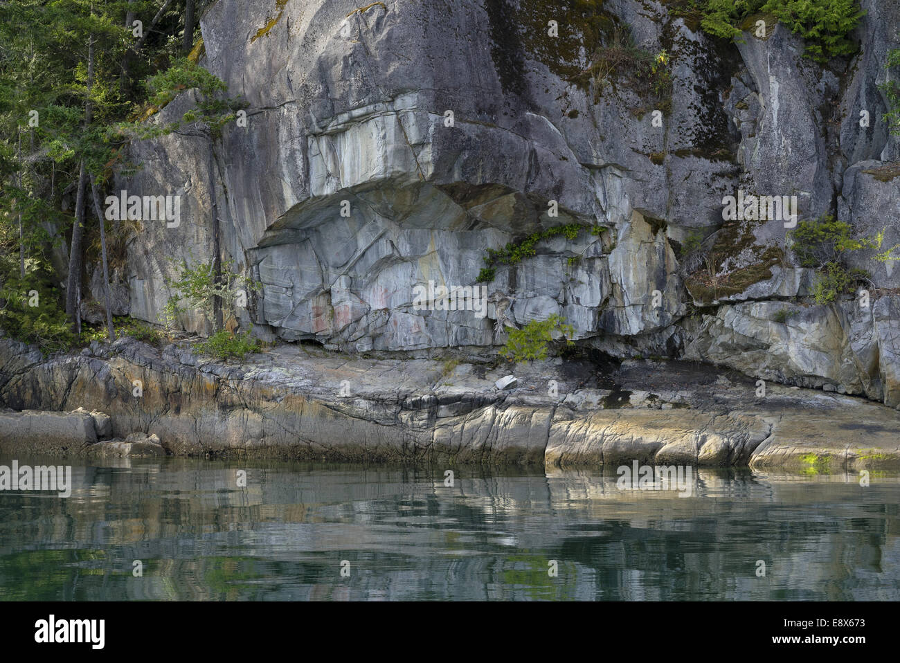 Bc Rocks British Columbia, Canada: Detail of faint petroglyphs on a rock wall at ...