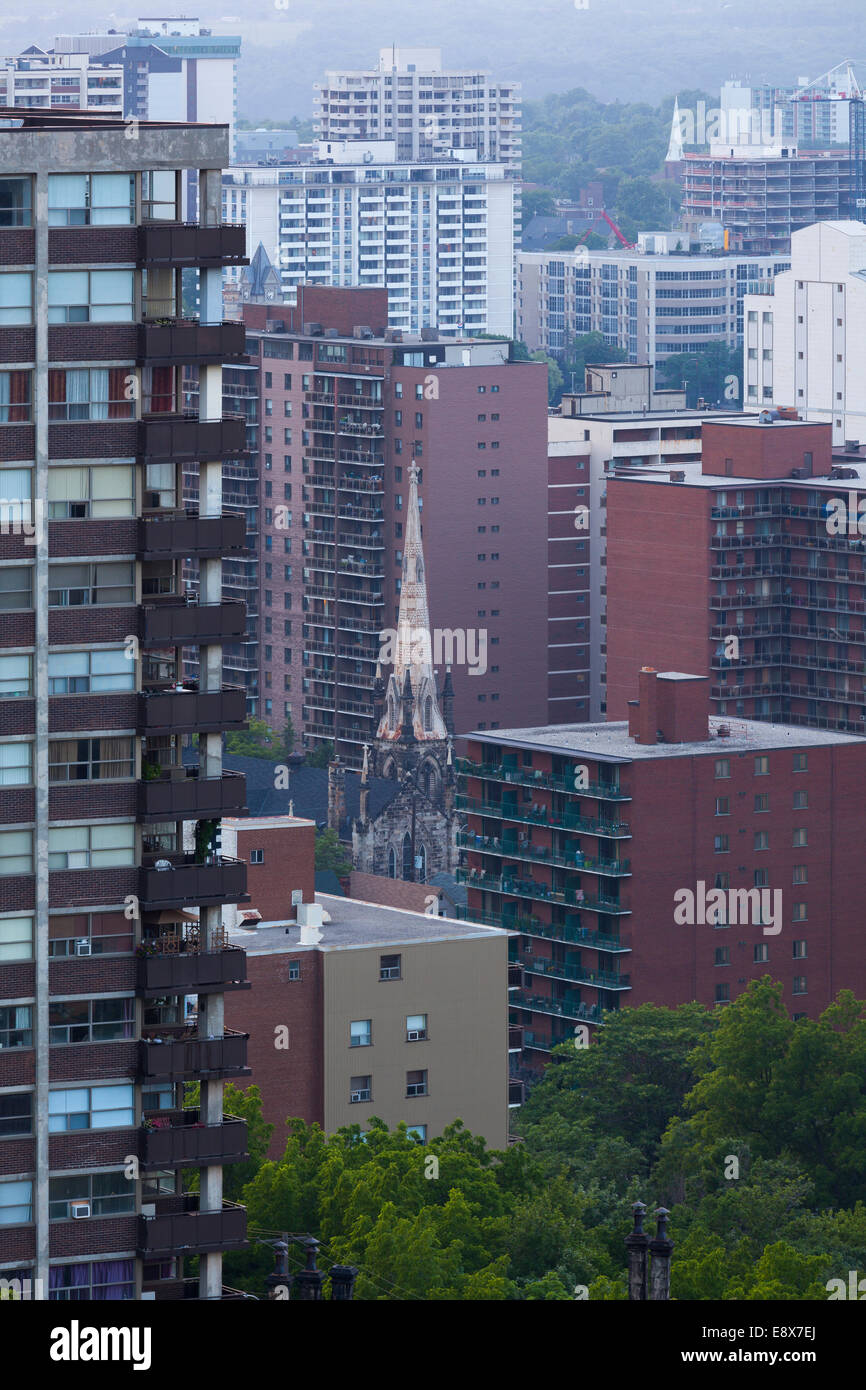 Hamilton looking northwest showing the density of the downtown core. Hamilton, Ontario, Canada. Stock Photo