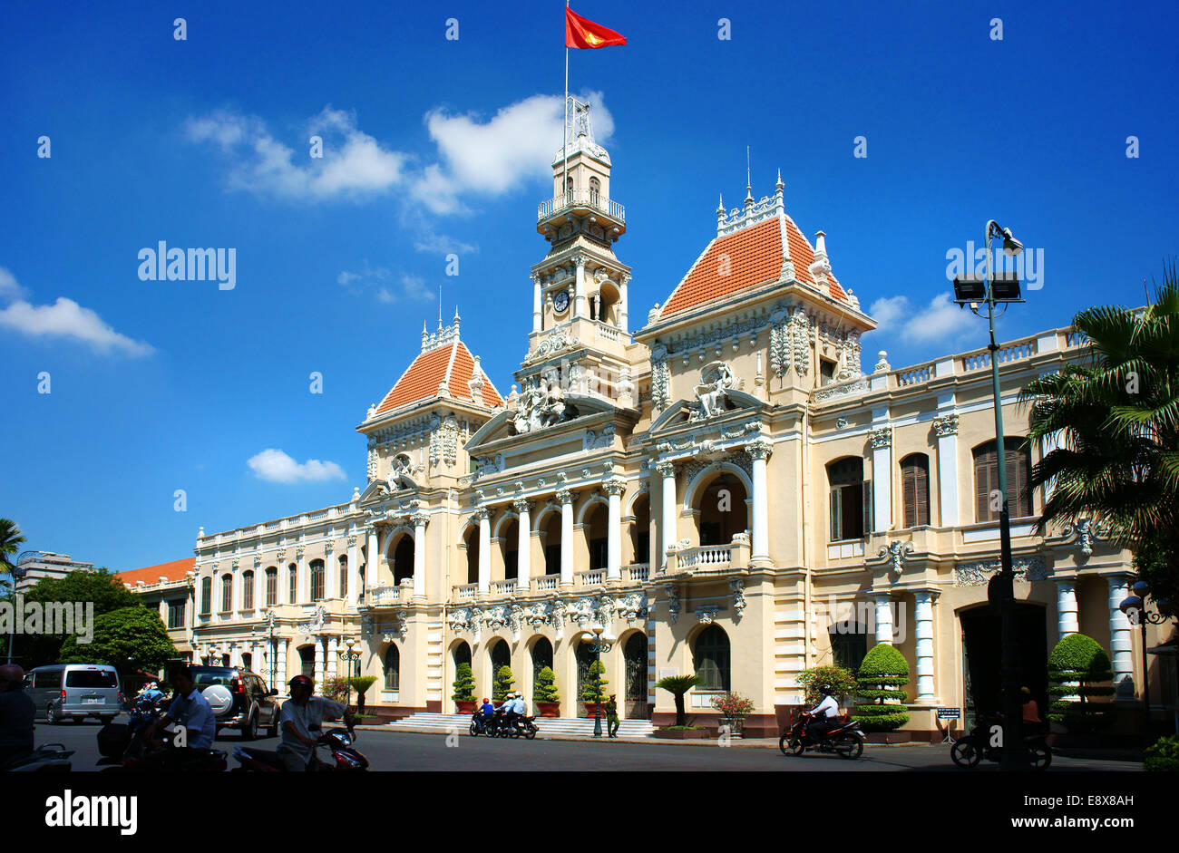 HO CHI MINH CITY, VIETNAM- MAY 13: Abstract panaroma of people's Committee of Ho Chi Minh city on day, historic destination and Stock Photo