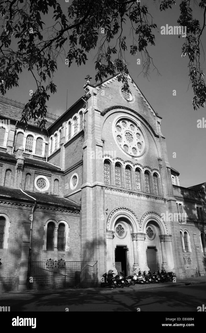 Abtract architecture of Duc Ba Cathedral, Notre Dame cathedral, French architectual, history place destination for travel Ho Chi Minh, Vietnam Stock Photo