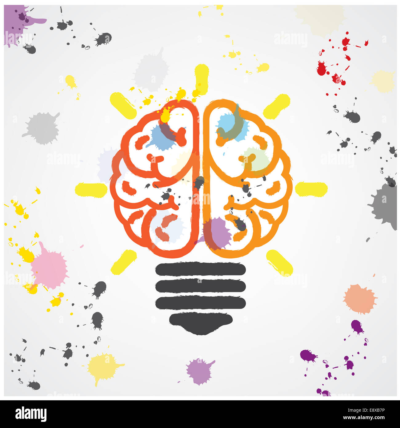 Creative light bulb Idea concept ,colorful brain symbol ,business idea ,abstract background. Stock Photo