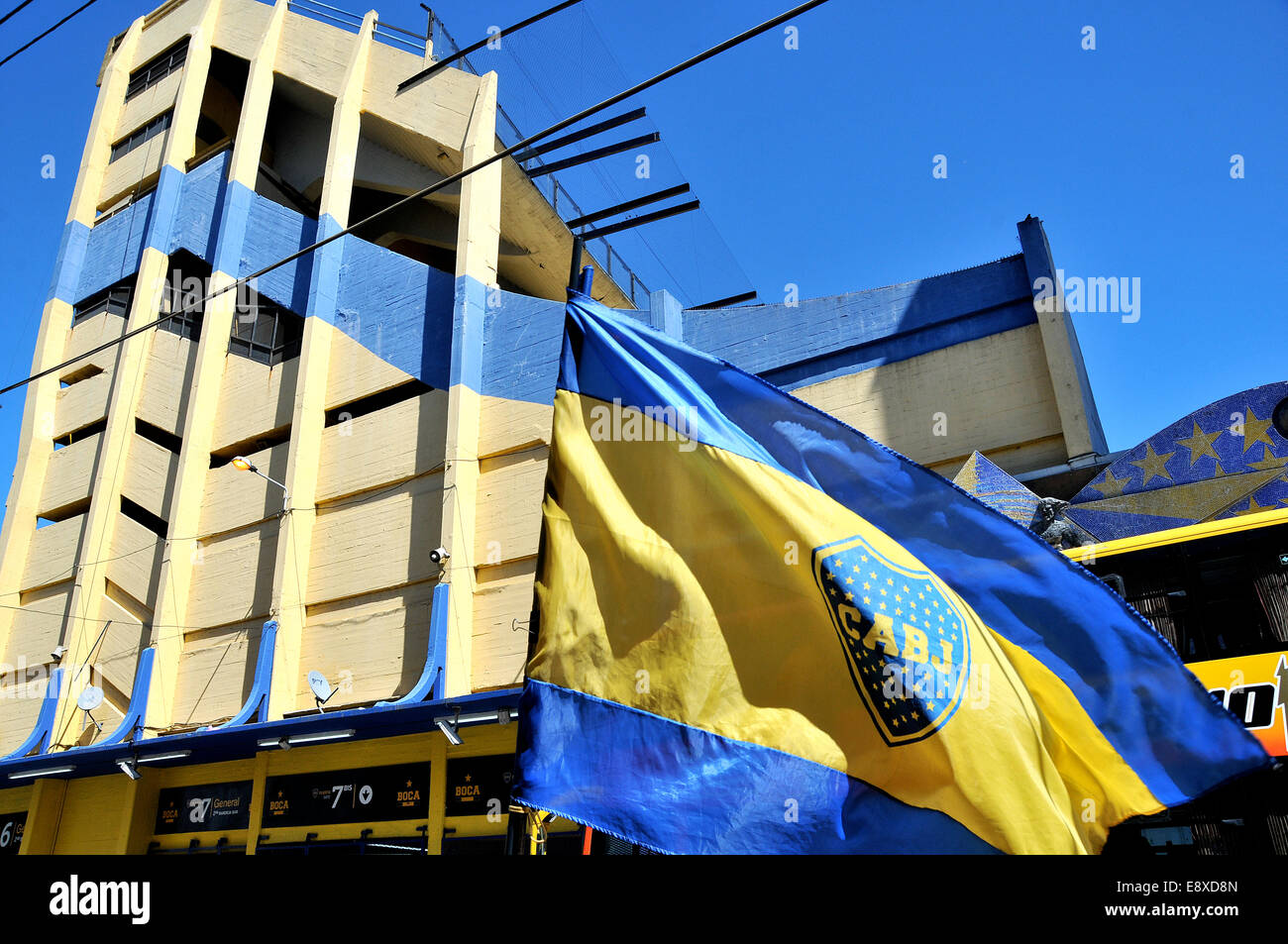 flag of CABJ before La Boca stadium  Buenos Aires Argentina Stock Photo