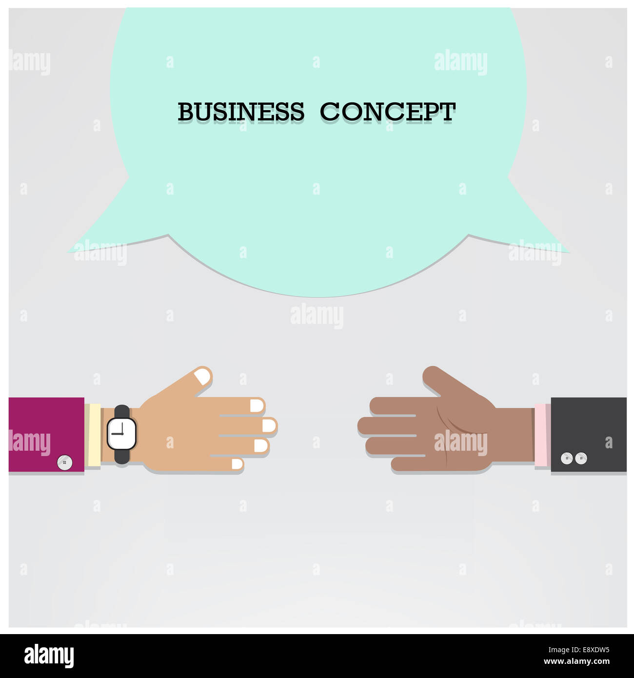 Businessman hands with speech bubble .Handshake or partnership concept, Business meeting idea. Stock Photo