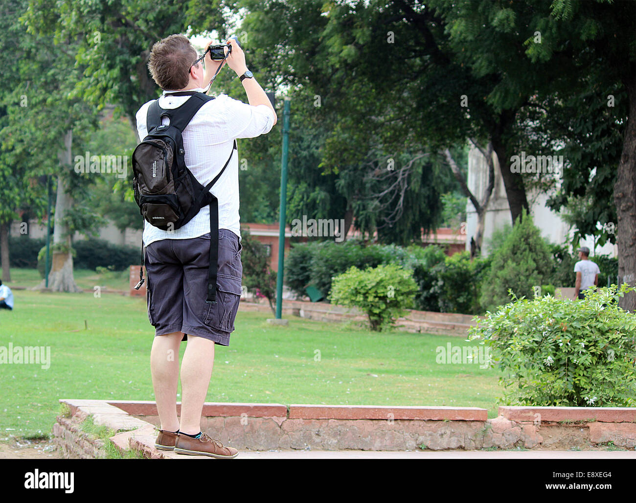 male,foreigner,tourist,New Delhi,modern,well-dressed,bespectacled. Stock Photo