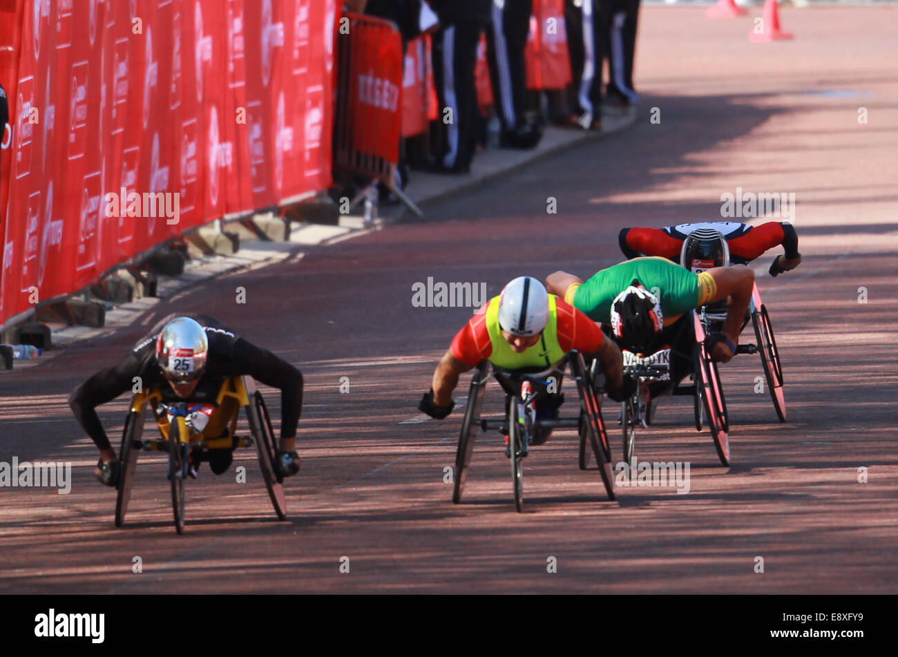 Athletes Wheelchairs And Fun Runners Finish The London Marathon 2014 