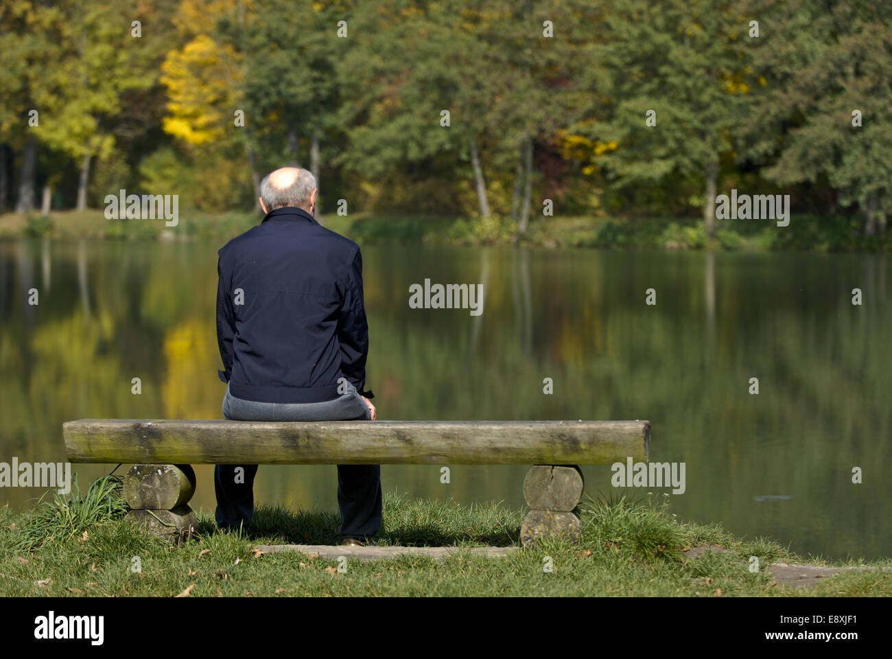 Elderly man sitting on a bench Stock Photo - Alamy