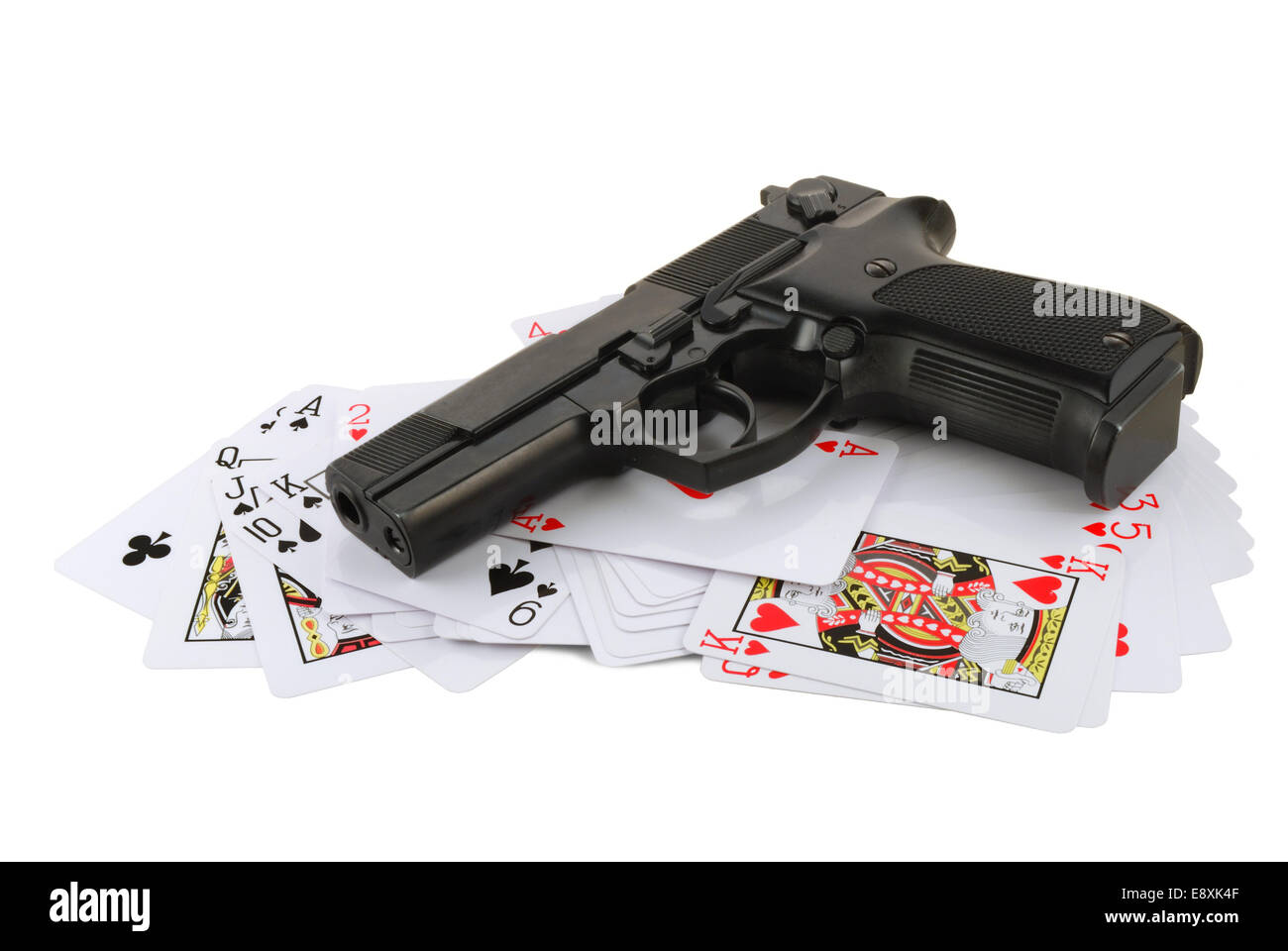 The weapon on playing cards Stock Photo Alamy