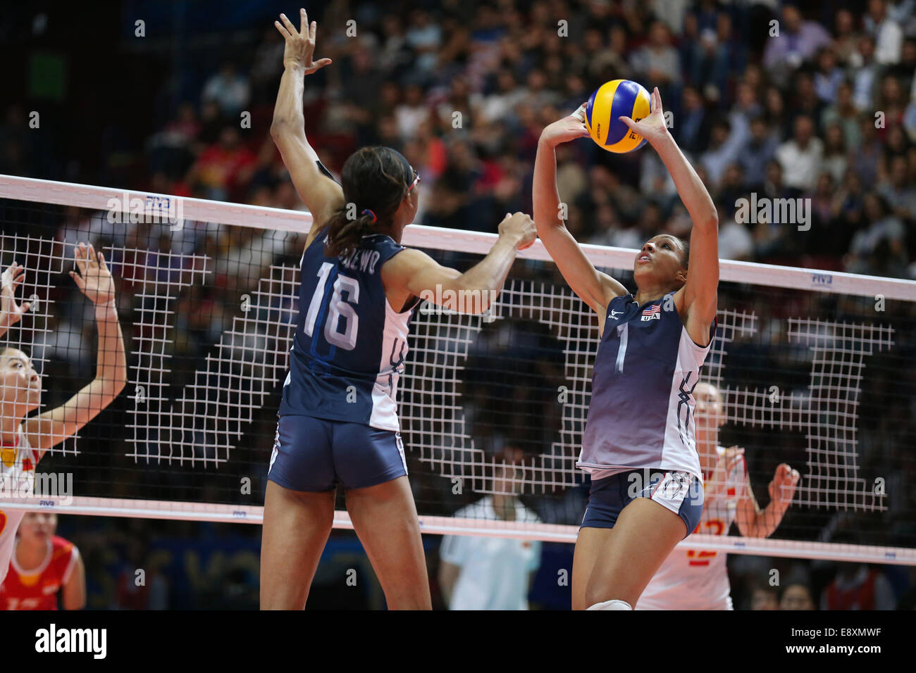 Milano, Italy. 12th Oct, 2014. Alisha Glass (USA) Volleyball FIVB