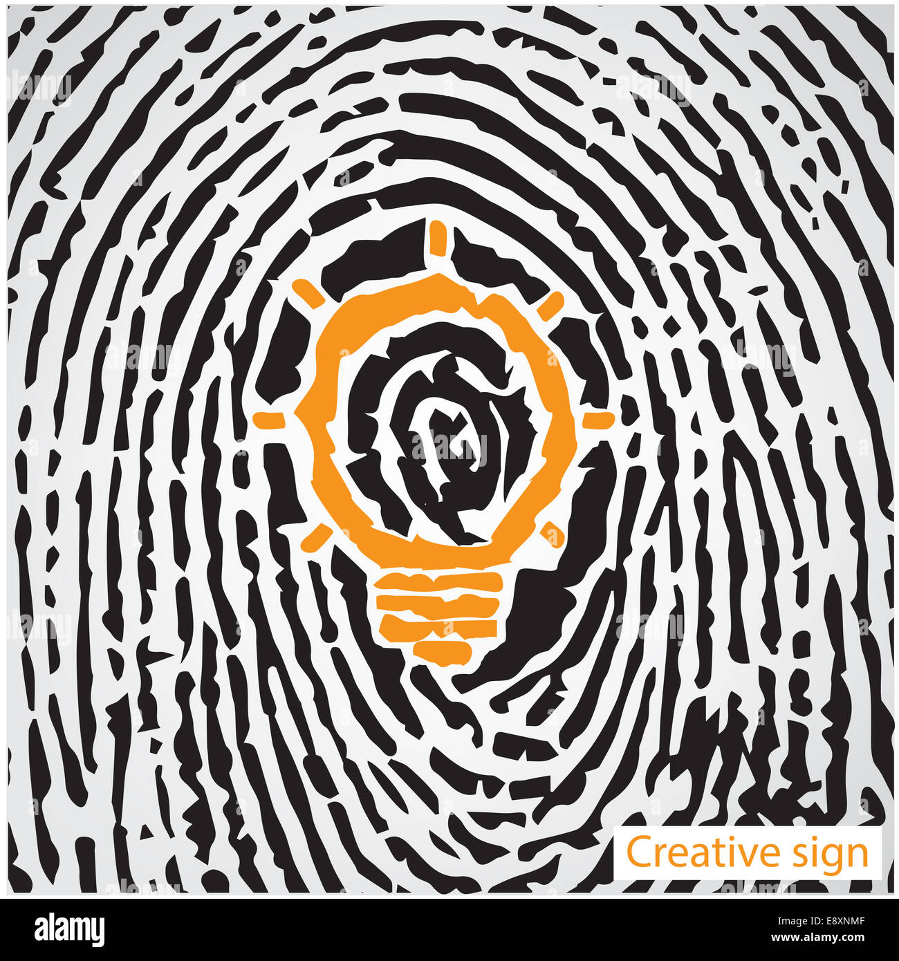 Creative light bulb idea concept with fingerprint symbol. Education sign , business ideas. Stock Photo