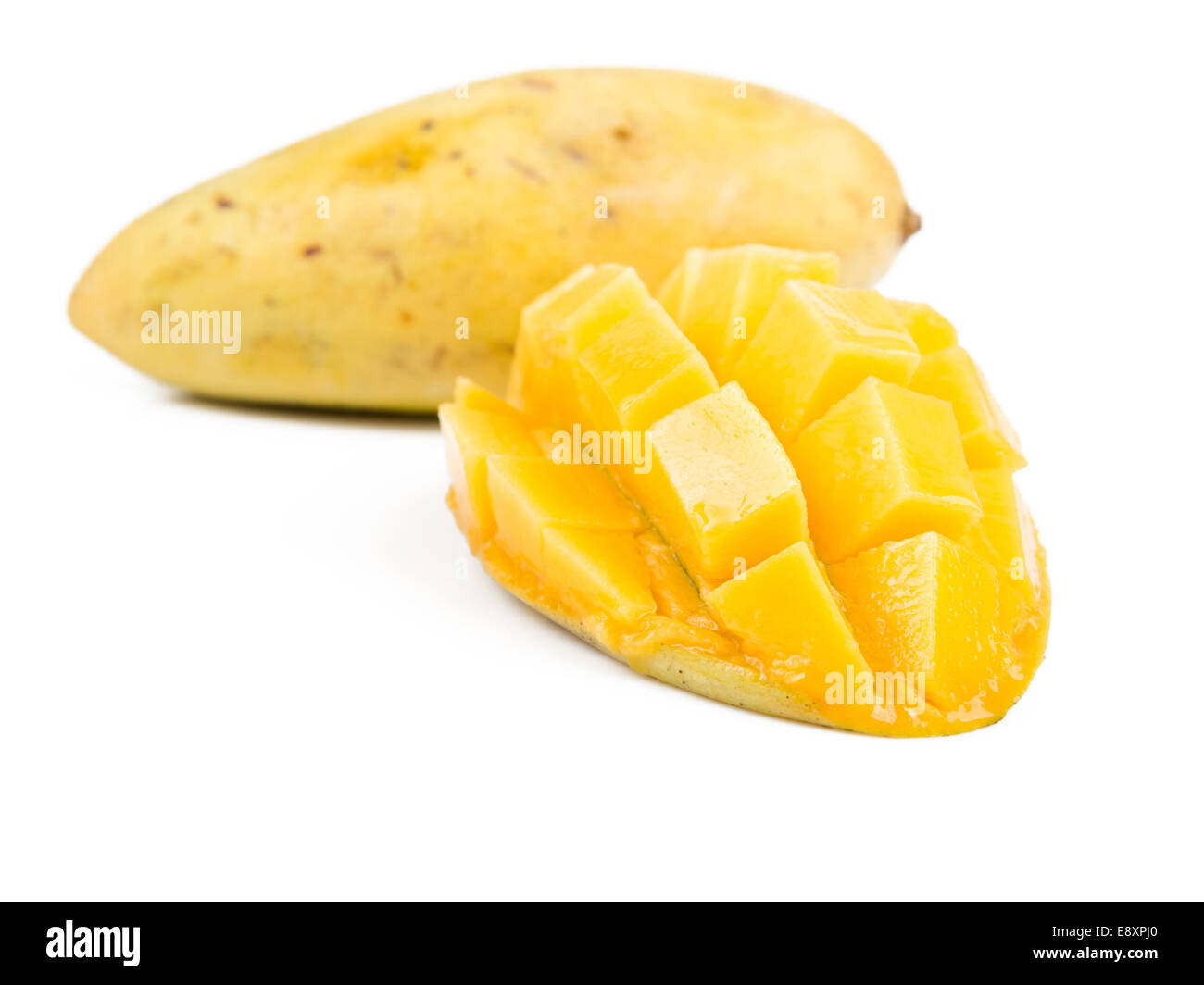 ripe mango on white background Stock Photo - Alamy