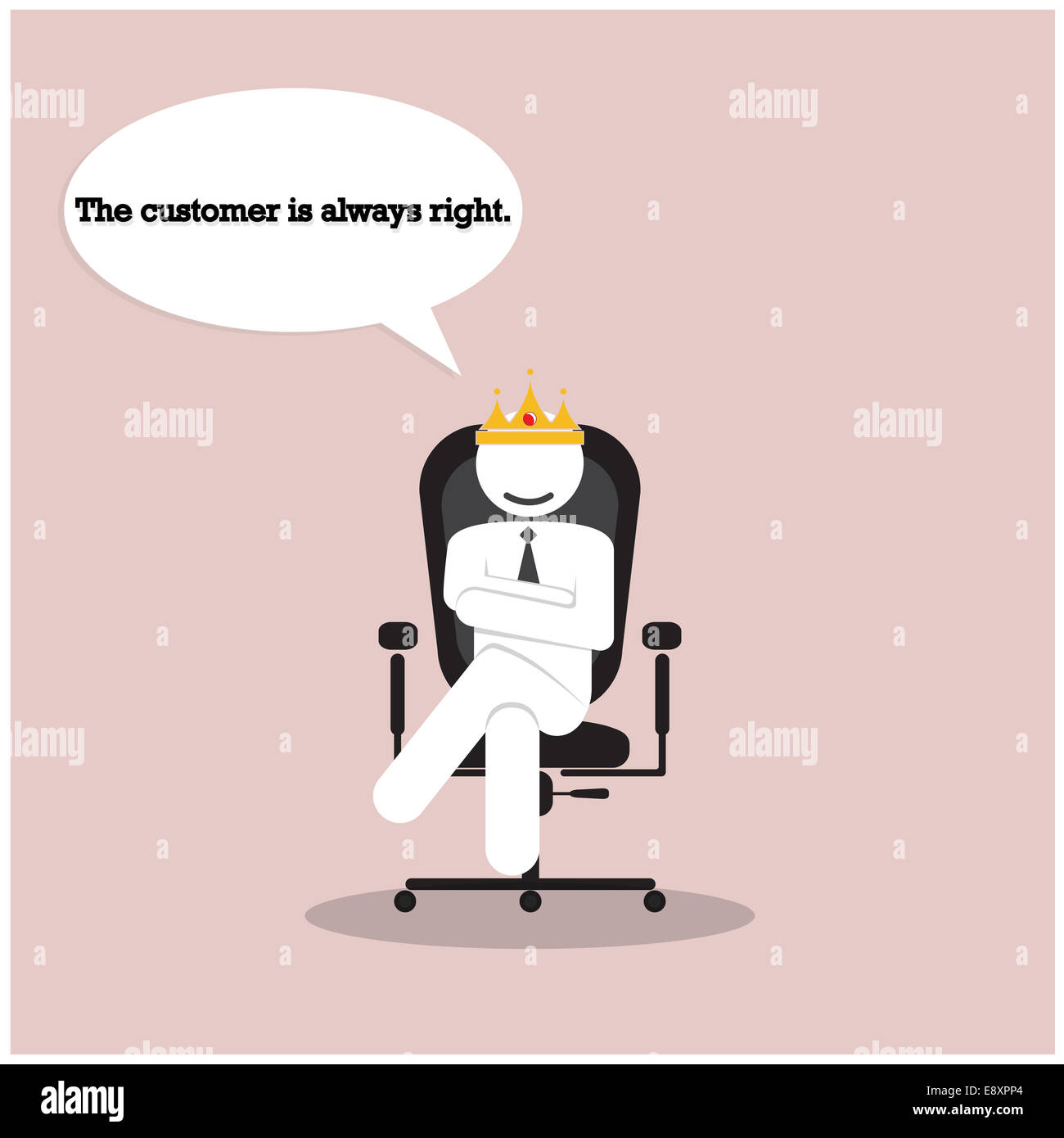 The customer is always right concept. Businesss comic symbol Stock