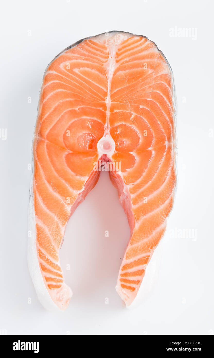 Fresh raw salmon isolated on white background Stock Photo - Alamy