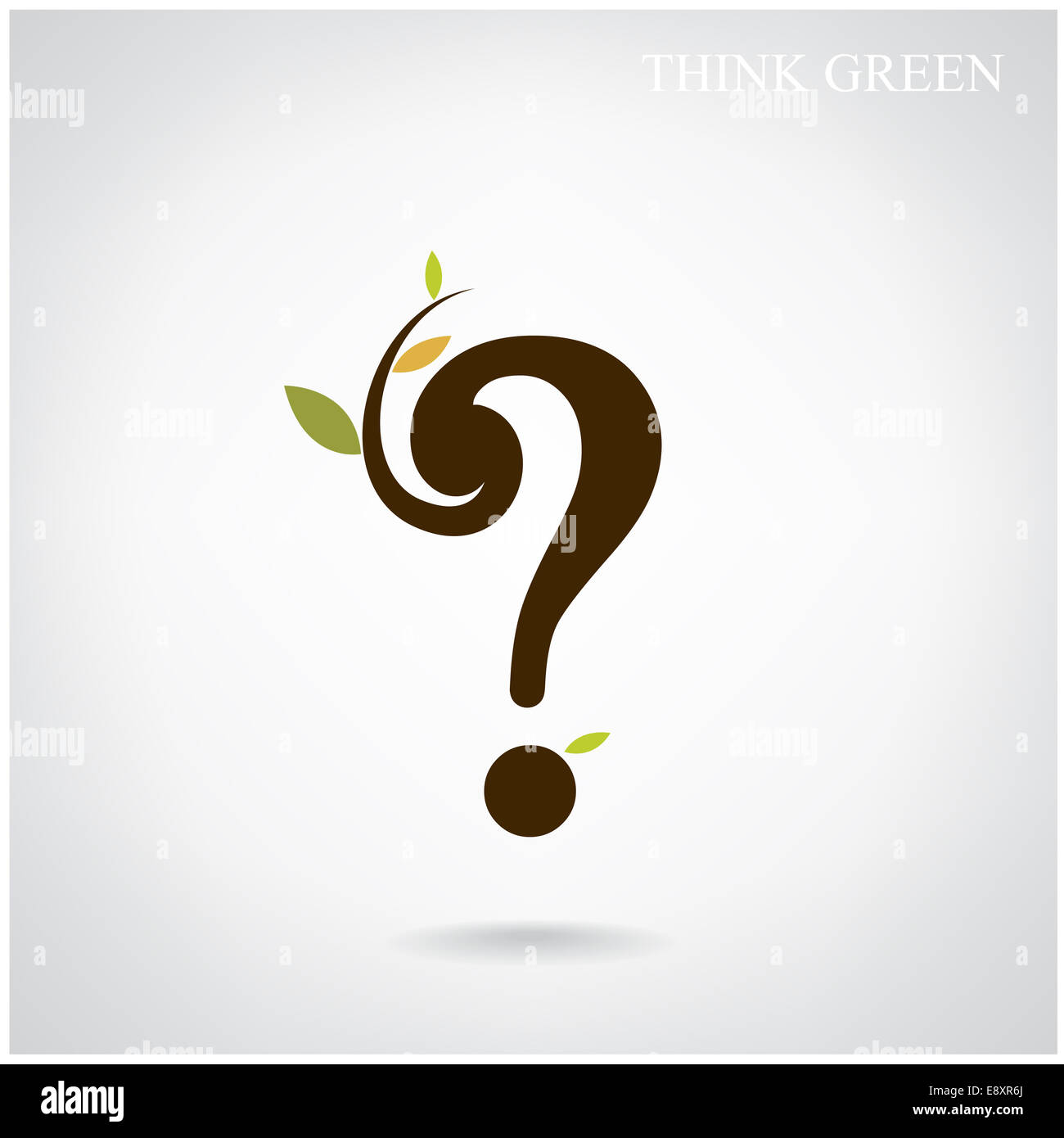 Question mark and think green concept. Stock Photo