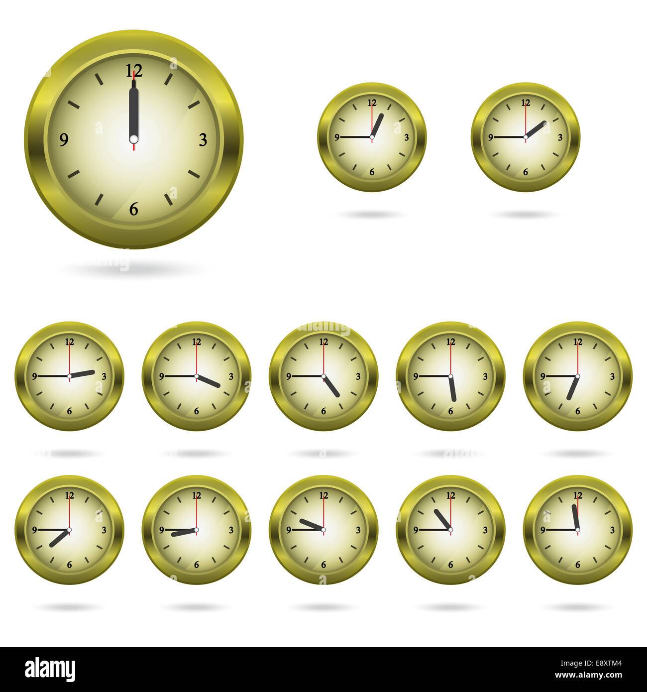 Set of colorful clock icon. Stock Photo