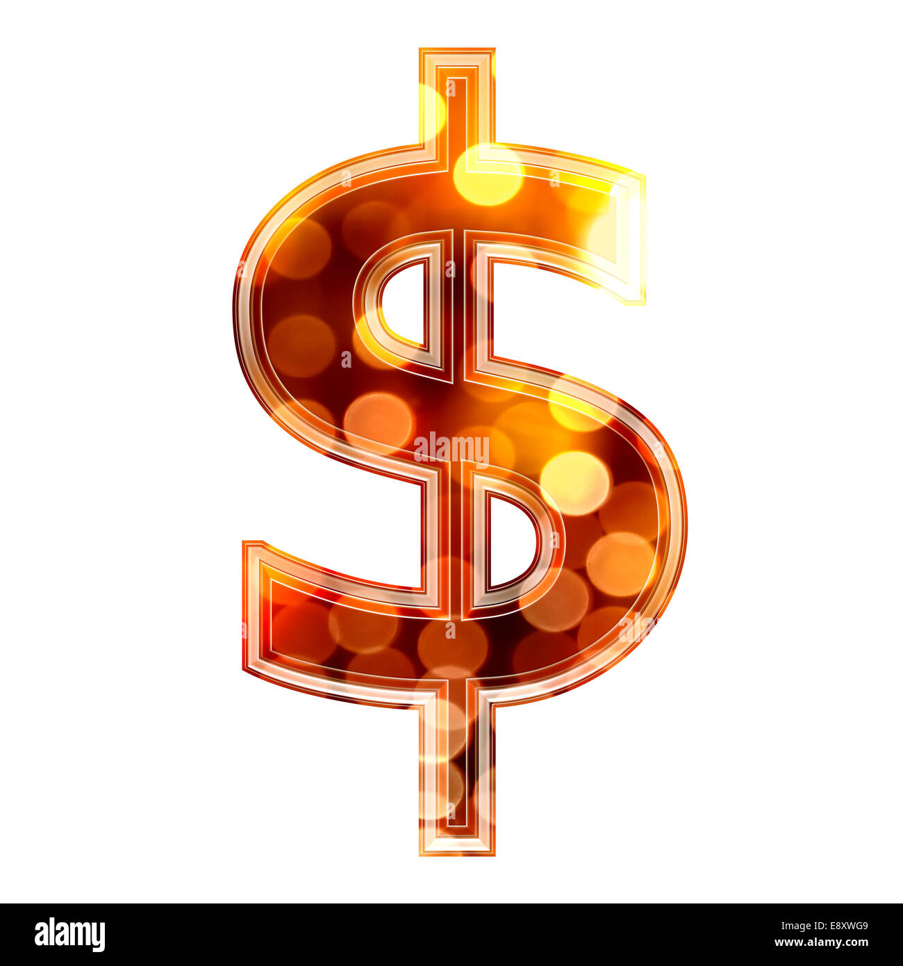 3d currency sign with glowing lights texture Stock Photo