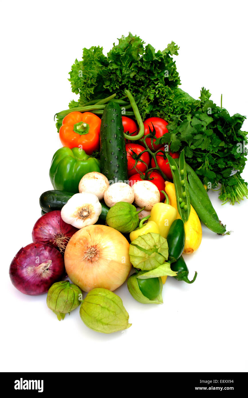 Assorted Vegetables On White Stock Photo
