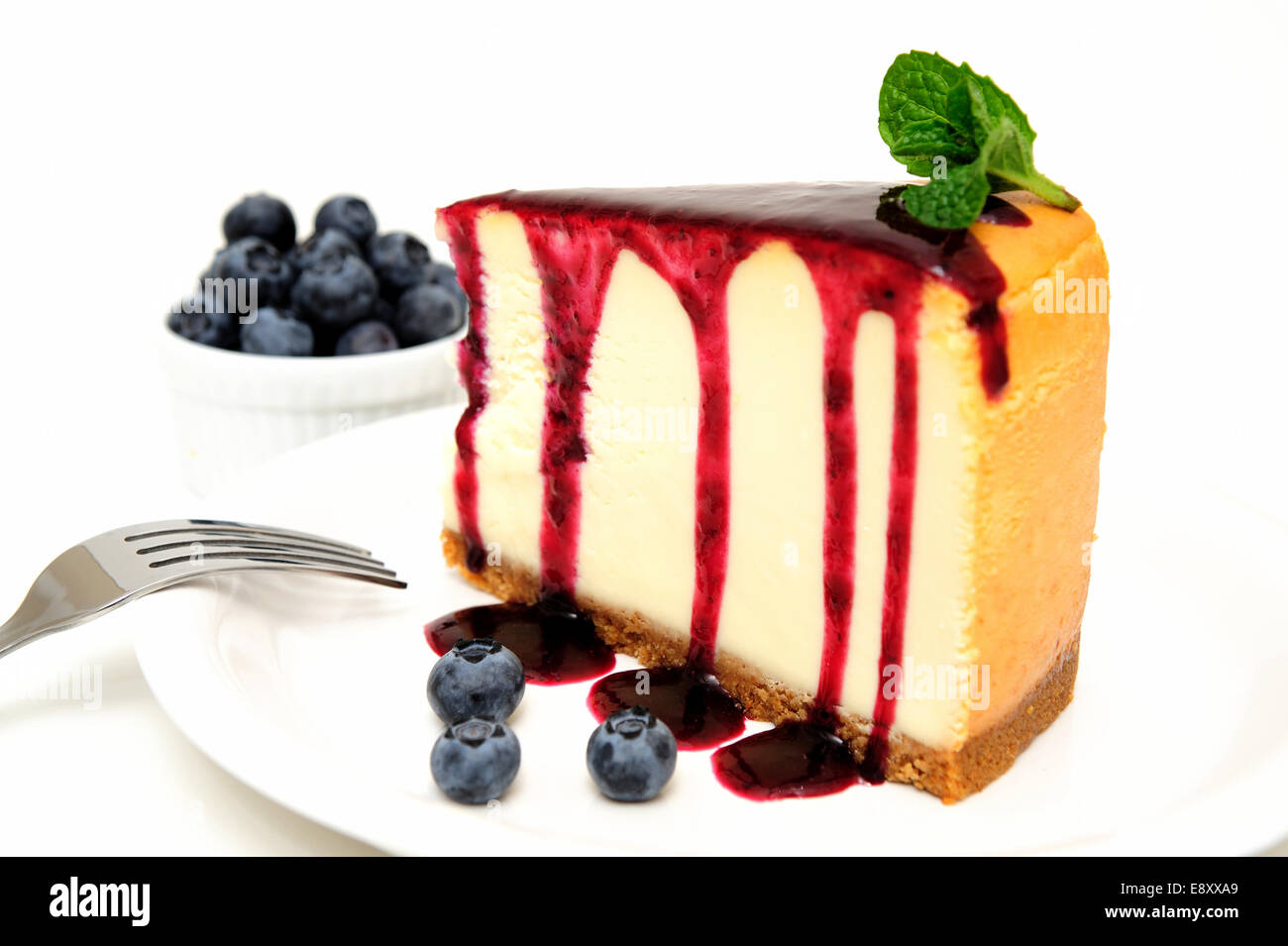 Cheesecake And Blueberries Stock Photo
