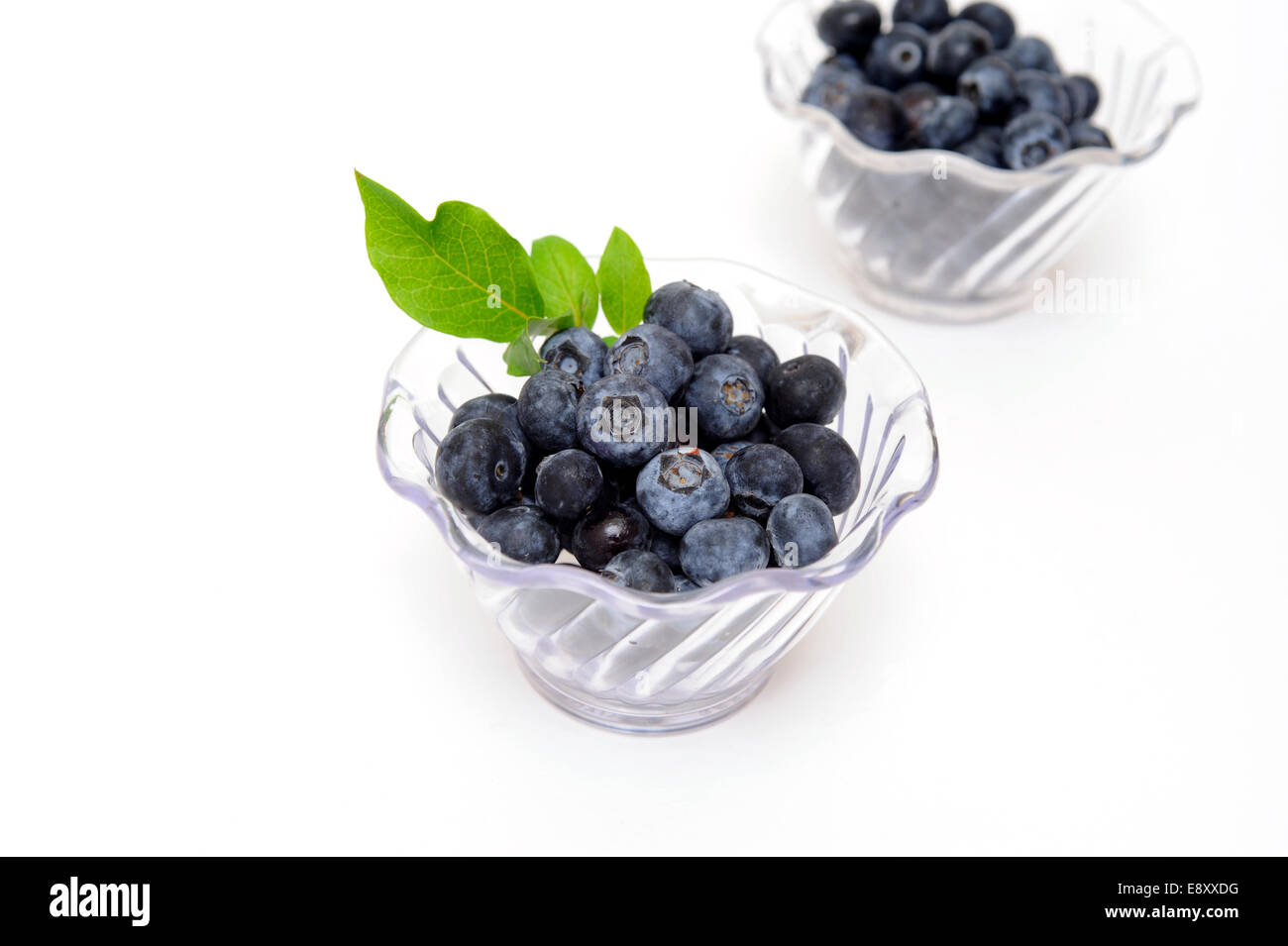 Blueberry In Clear Bowls Stock Photo