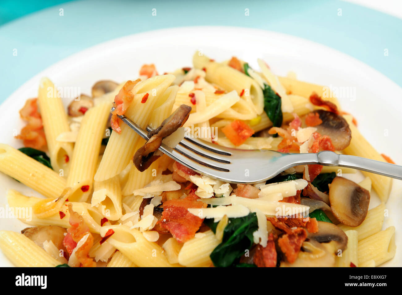 Penne Pasta On A Fork Stock Photo