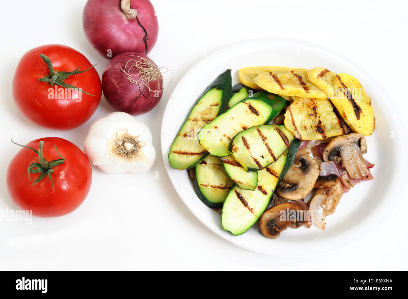Mushrooms And Grilled Squash Stock Photo